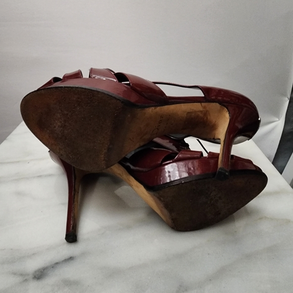 DIOR Brick Red Patent Leather Platform Laced Caged Stiletto Heels, size … - Picture 4 of 8